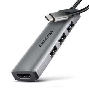 AXAGON HMC-H3A USB Hub, 3x USB-A, 1x HDMI 1.4b – silver