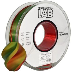 3D Plastikas - Filamentas PLA Silk Tri Color raudonas geltonas žalias | 1.75 mm, 1 kg | Professional LAB