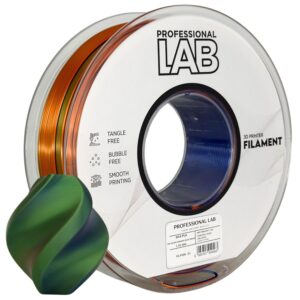 3D Plastikas - Filamentas PLA Silk Tri Color oranžinis mėlynas žalias | 1.75 mm, 1 kg | Professional LAB