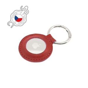 FIXED Leather dėklas skirtas AirTag, raudonos saplvos