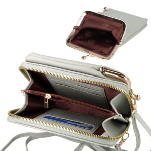 Knitted bag skirtas telefonui design 2 pilkos spalvos - Image 4