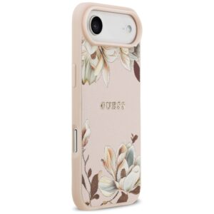 Dėklas GUESS Grained Flowers Classic Logo MagSafe skirtas Apple iPhone 17 Air rožinės spalvos - Image 4