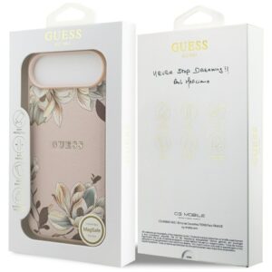 Dėklas GUESS Grained Flowers Classic Logo MagSafe skirtas Apple iPhone 17 Air rožinės spalvos - Image 8