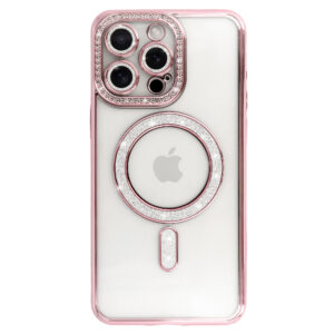Bling Magsafe Dėklas skirtas Apple iPhone 17 Pro Max rožinės spalvos - Image 3