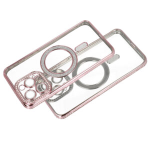 Bling Magsafe Dėklas skirtas Apple iPhone 17 Pro Max rožinės spalvos - Image 5