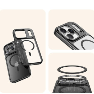 Rock Guard Lens Protection Series Magnetic dėklas skirtas Apple iPhone 17 Air skaidrus-juodos spalvos - Image 3