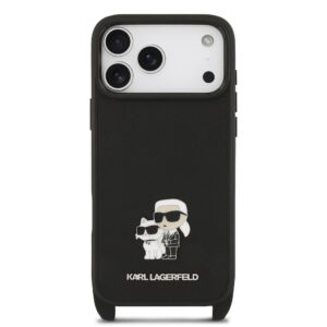 Karl Lagerfeld Saffiano Crossbody Strap Metal Karl and Choupette dėklas skirtas Apple iPhone 17 Pro Max juodos spalvos - Image 2