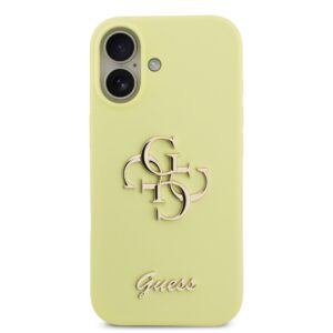 Guess Liquid Silicone 4G Metal Logo dėklas skirtas Apple iPhone 17 geltonos spalvos - Image 2