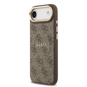 Guess PU Leather 4G Gold Frame MagSafe dėklas skirtas Apple iPhone 17 Air rudos spalvos