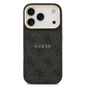 Guess PU Leather 4G Gold Frame MagSafe dėklas skirtas Apple iPhone 17 Pro juodos spalvos - Image 2