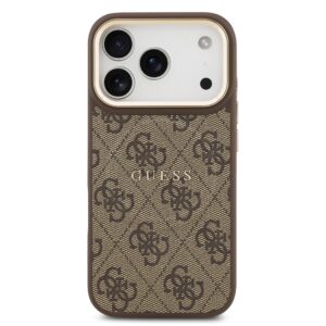 Guess PU Leather 4G Gold Frame MagSafe dėklas skirtas Apple iPhone 17 Pro rudos spalvos - Image 2