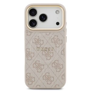 Guess PU Leather 4G Gold Frame MagSafe dėklas skirtas Apple iPhone 17 Pro rožinės spalvos - Image 2