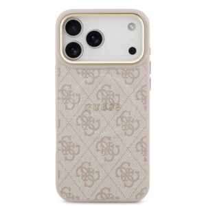 Guess PU Leather 4G Gold Frame MagSafe dėklas skirtas Apple iPhone 17 Pro Max rožinės spalvos - Image 2