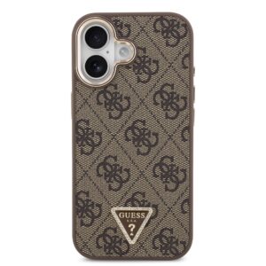 Guess PU Leather 4G Triangle Logo Gold Frame MagSafe dėklas skirtas Apple iPhone 17 rudos spalvos - Image 2