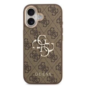 Guess PU Leather 4G Metal Logo Gold Frame dėklas skirtas Apple iPhone 17 rudos spalvos - Image 2