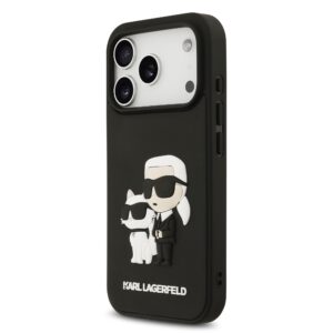 Karl Lagerfeld 3D Rubber Karl and Choupette dėklas skirtas Apple iPhone 17 Pro juodos spalvos