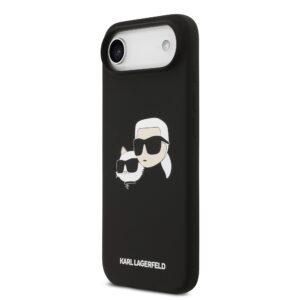 Karl Lagerfeld Liquid Silicone Double Heads MagSafe dėklas skirtas Apple iPhone 17 Air juodos spalvos