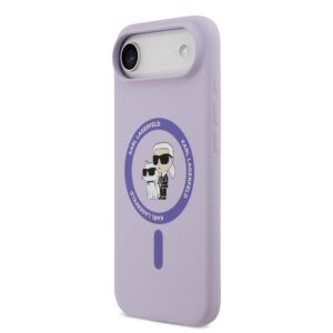 Karl Lagerfeld Liquid Silicone Karl and Choupette MagSafe dėklas skirtas Apple iPhone 17 Air Purple