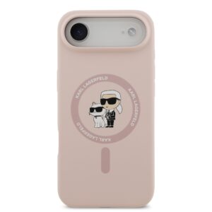 Karl Lagerfeld Liquid Silicone Karl and Choupette MagSafe dėklas skirtas Apple iPhone 17 Air rožinės spalvos - Image 2