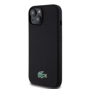 Lacoste Liquid Silicone Microfiber Croc Logo MagSafe dėklas skirtas Apple iPhone 15 juodos spalvos - Image 1