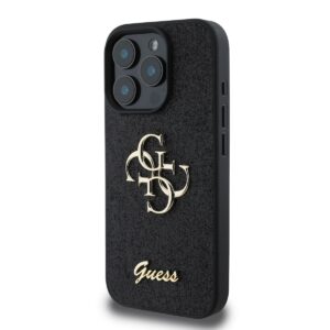 Guess PU Fixed Glitter 4G Metal Logo dėklas skirtas Apple iPhone 16 Pro Max juodos spalvos - Image 2