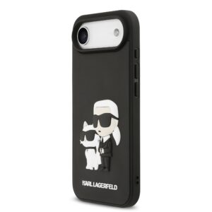 Karl Lagerfeld 3D Rubber Karl and Choupette dėklas skirtas iPhone Air juodos spalvos