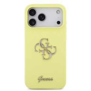 Guess Liquid Silicone 4G Metal Logo dėklas skirtas Apple iPhone 17 Pro Max geltonos spalvos - Image 2