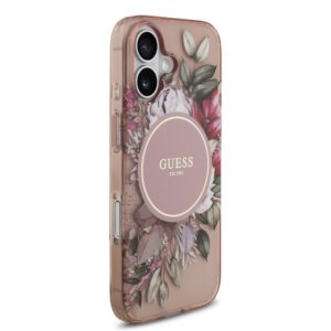 Guess IML Flowers virvelė MagSafe dėklas skirtas Apple iPhone 17 rožinės spalvos - Image 2