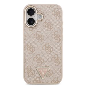 Guess PU Leather 4G Strass Triangle Logo Gold Frame MagSafe dėklas skirtas Apple iPhone 17 rožinės spalvos - Image 2