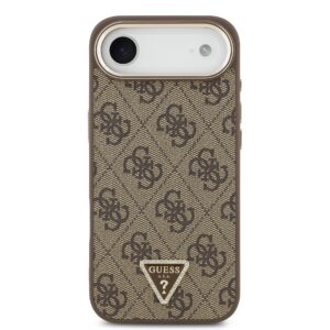 Guess PU Leather 4G Strass Triangle Logo Gold Frame MagSafe dėklas skirtas Apple iPhone Air rudos spalvos - Image 2