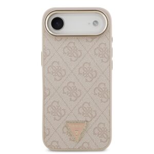 Guess PU Leather 4G Strass Triangle Logo Gold Frame MagSafe dėklas skirtas Apple iPhone Air rožinės spalvos - Image 2