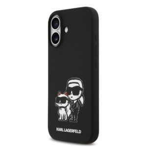 Karl Lagerfeld Liquid Silicone K&CH Sketch MagSafe dėklas skirtas Apple iPhone 17 juodos spalvos