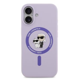 Karl Lagerfeld Liquid Silicone Karl and Choupette MagSafe dėklas skirtas Apple iPhone 17 violetinės spalvos - Image 2