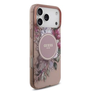 Guess IML Flowers Strap MagSafe dėklas skirtas Apple iPhone 17 Pro Max rožinės spalvos - Image 2