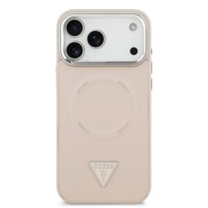 Guess PU Leather Triangle Logo MagSafe dėklas skirtas Apple iPhone 17 Pro rožinės spalvos - Image 2