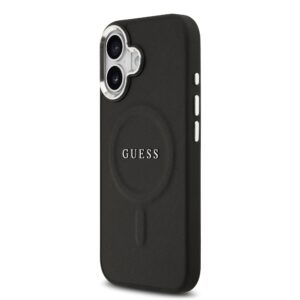 Guess PU Saffiano MagSafe dėklas skirtas Apple iPhone 17 juodos spalvos