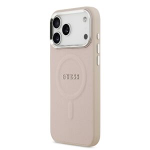 Guess PU Saffiano MagSafe dėklas skirtas Apple iPhone 17 Pro rožinės spalvos