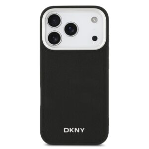 DKNY PU Leather Metal Logo Wrist Chain MagSafe dėklas skirtas Apple iPhone 17 Pro juodos spalvos - Image 2