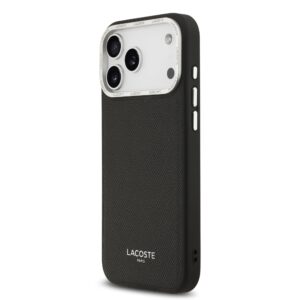 Lacoste PU Leather Champs Elysees MagSafe dėklas skirtas Apple iPhone 17 Pro Max juodos spalvos