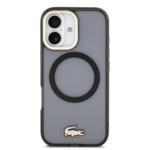 Lacoste PC/TPU Frosted Finish Gold Logo MagSafe dėklas skirtas Apple iPhone 17 juodos spalvos - Image 2