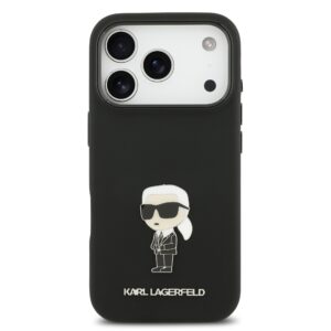 Karl Lagerfeld Liquid Silicone Metal Ikonik dėklas skirtas Apple iPhone 17 Pro juodos spalvos - Image 2