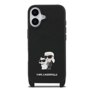 Karl Lagerfeld Saffiano Crossbody Strap Metal Karl and Choupette dėklas skirtas Apple iPhone 17 juodos spalvos - Image 2