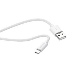 Musthavz USB-A į USB-C pintas kabelis 1.0m 3A baltos spalvos