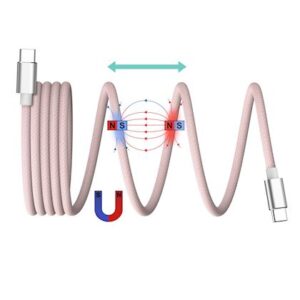 Musthavz Magnetic Wire Stylecolor USB-C kabelis, rožinės spalvos