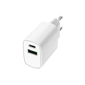 Musthavz GoEasy PD įkroviklis USB-A + USB-C 20W, baltos spalvos