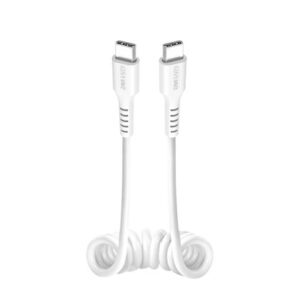 Musthavz USB-C į USB-C Spiral kabelis 1.0m, baltos spalvos
