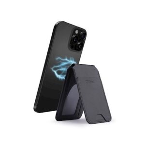 Musthavz Vegan Leather Wallet Stand MagSafe, juodos spalvos