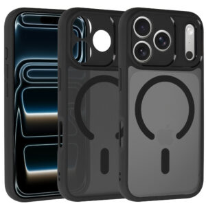 Full Matte Mag Dėklas skirtas Apple iPhone 17 Pro Max juodos spalvos