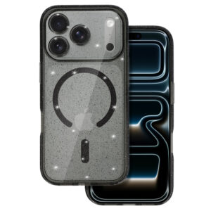 Glitter Magsafe Dėklas skirtas Apple iPhone 17 Pro juodos spalvos clear