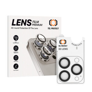 Tempered glass Tel Protect 3D kameros apsauga skirta Apple iPhone 17 Pro/17 Pro Max black (lens 3 pieces)